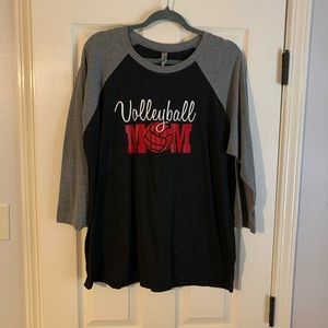Volleyball mom raglan style T shirt XL
